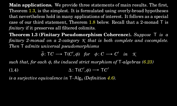 
              Screenshot of Theorem 1.3 from the paper, with hypotheses as in the toot and conclusion that Δ is an equivalence.
              